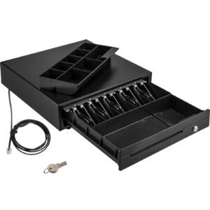 Cash Register Drawer, 16" 12 V, for POS System with 5 Bill 8 Coin Cash Tray, Movable Coin Compartment & 2 Keys Included, RJ11/RJ12 Cable for Supermarket, Bar, Coffee Shop, Restaurant (USD Only)