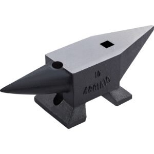 cast iron anvil, 22 lbs/10kg single horn anvil, with large countertop and stable base, high hardness rugged round horn anvil blacksmith, for shaping, bending