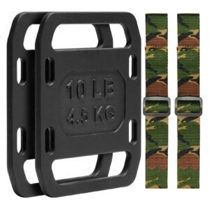 Cast Iron Ruck Weights, 10LB Pair Ruck Plate, Weighted Weights for Rucking, Adjustable Ruck Plate with Straps, for Rucking, Swings, Squat, Strength Training, Weightlifting, Fitness Workout
