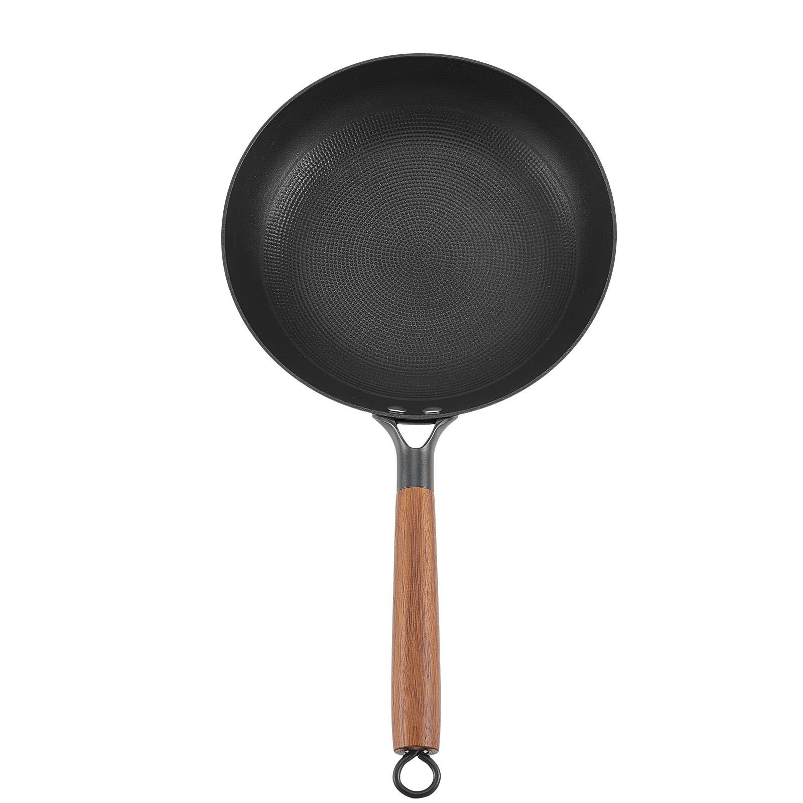 cast iron skillet, 3 piece frying pan set (8, 10, 12 in), nonstick skillets with detachable wood handle, pre seasoned chef's pan, kitchen cookware for gas, electrical, and induction, black