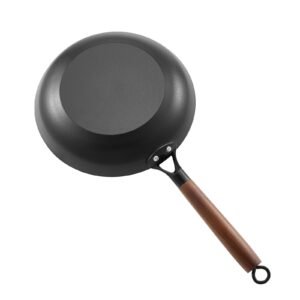 cast iron skillet, 3 piece frying pan set (8, 10, 12 in), nonstick skillets with detachable wood handle, pre seasoned chef's pan, kitchen cookware for gas, electrical, and induction, black