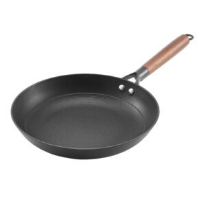 cast iron skillet, 3 piece frying pan set (8, 10, 12 in), nonstick skillets with detachable wood handle, pre seasoned chef's pan, kitchen cookware for gas, electrical, and induction, black