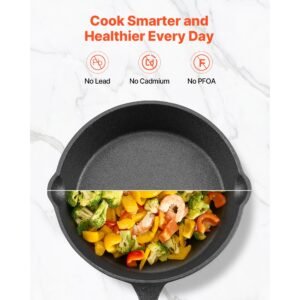 cast iron skillet, 4 piece frying pan set (6, 8, 10, 12 in), skillets with heat resistant silicone handle, pre seasoned chef's pan, kitchen cookware, for oven, gas, electrical, induction, black