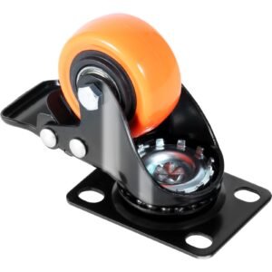 caster wheels, 2 inch swivel plate casters, set of 4, with security dual locking no noise pvc wheels, heavy duty 150 lbs load capacity per caster, non marking wheels for cart furniture workbench