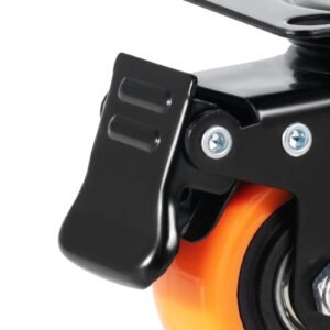 caster wheels, 2 inch swivel plate casters, set of 4, with security dual locking no noise pvc wheels, heavy duty 150 lbs load capacity per caster, non marking wheels for cart furniture workbench