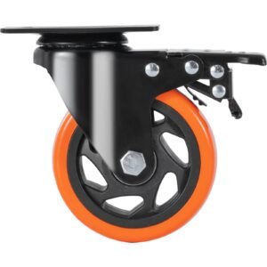 caster wheels, 4 inch swivel plate casters, set of 4, with security a/b locking no noise pvc wheels, heavy duty 350 lbs load capacity per caster, non marking wheels for cart furniture workbench