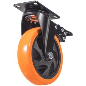 caster wheels, 5 inch swivel plate casters, set of 4, with security a/b locking no noise pvc wheels, heavy duty 450 lbs load capacity per caster, non marking wheels for cart furniture workbench