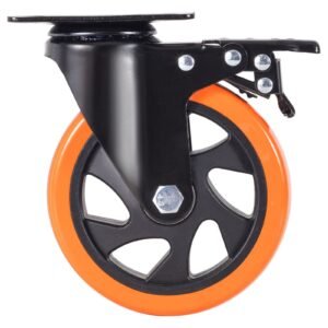 caster wheels, 5 inch swivel plate casters, set of 4, with security a/b locking no noise pvc wheels, heavy duty 450 lbs load capacity per caster, non marking wheels for cart furniture workbench