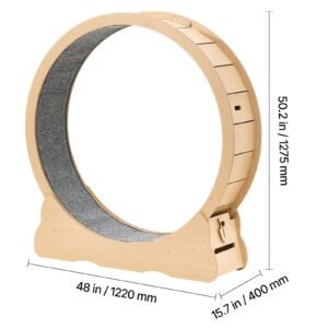 cat exercise wheel, 48 in wooden cat running wheel for indoor cats up to 28 lbs, cats treadmill with carpeted runway & locking mechanism, quiet roller kitten sport toys for pets fitness & health