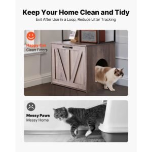 cat litter box enclosure furniture, 23.6 in hidden litter box cabinet with storage shelves, modern style, waterproof cat washroom side table cat house, fit most of litterbox, for living room