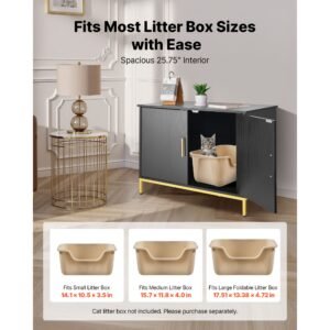 cat litter box enclosure furniture, 27.6 in hidden litter box cabinet with metal legs & handle, modern style cat washroom house end table, fit most of litterbox, for bedroom living room