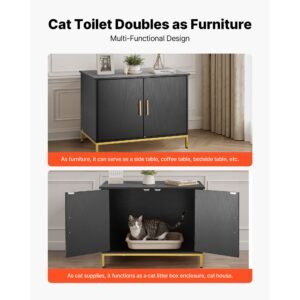 cat litter box enclosure furniture, 27.6 in hidden litter box cabinet with metal legs & handle, modern style cat washroom house end table, fit most of litterbox, for bedroom living room