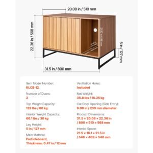 Cat Litter Box Enclosure Furniture, 31.5 in Hidden Litter Box Cabinet with Scratch Pad & Storage, Waterproof Cat Washroom End Table Cat House, Fit Most of Litterbox, for Bedroom Living Room