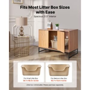 cat litter box enclosure furniture, 31.5 in hidden litter box cabinet with scratch pad & storage, waterproof cat washroom end table cat house, fit most of litterbox, for bedroom living room
