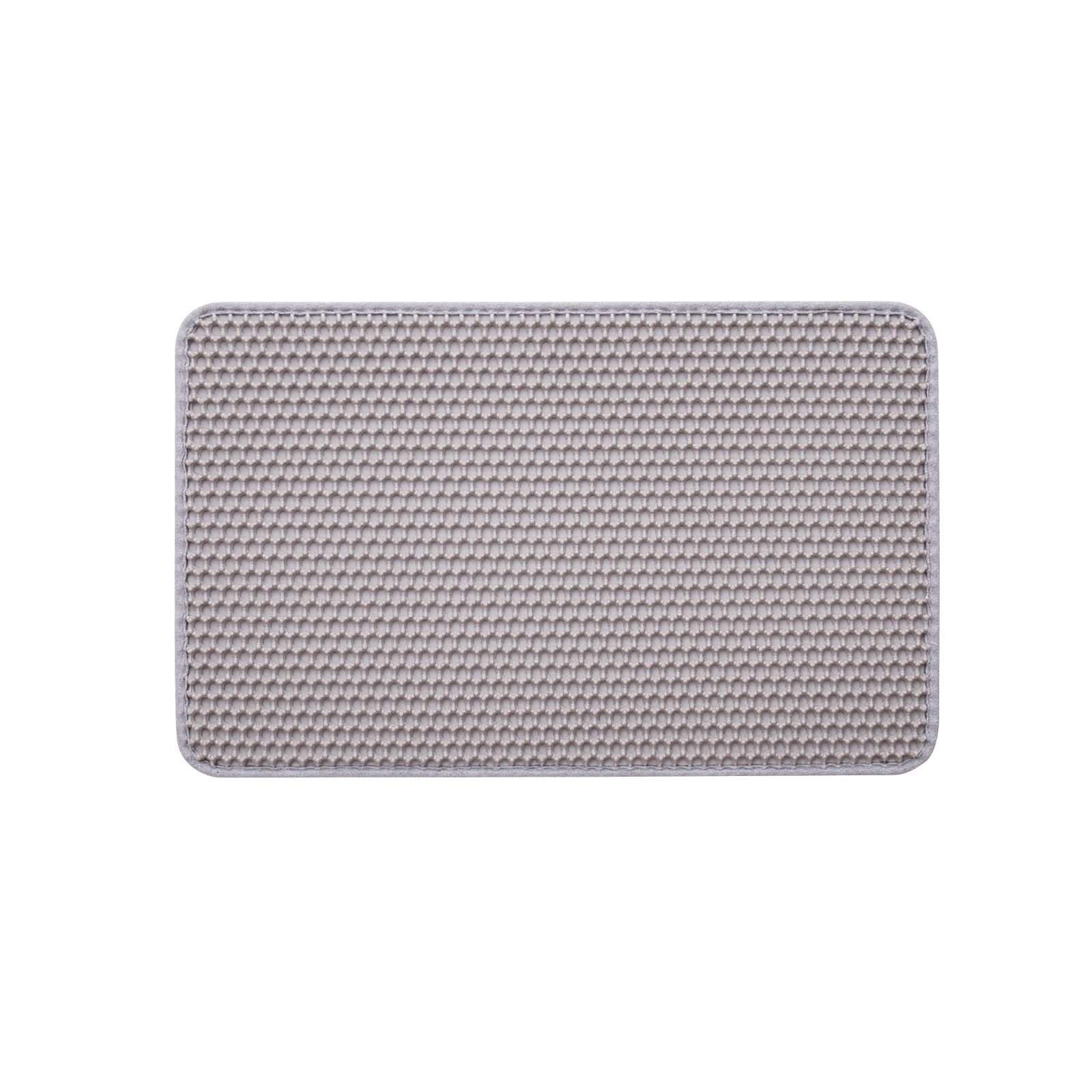 cat litter mat, 24 x 15 in, double layer litter box mat, non slip & urine proof litter trapping mats for indoor cats, honeycomb design, soft on paws, washable large kitty mats for floor