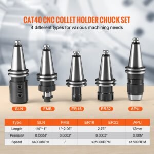 cat40 collet holder er 16/32 collet set, 35 pcs, sln fmb er16/32 apu tool holders spring steel collet chucks with 10 pull studs and 3 wrenches, for milling machine drill presses boring machine