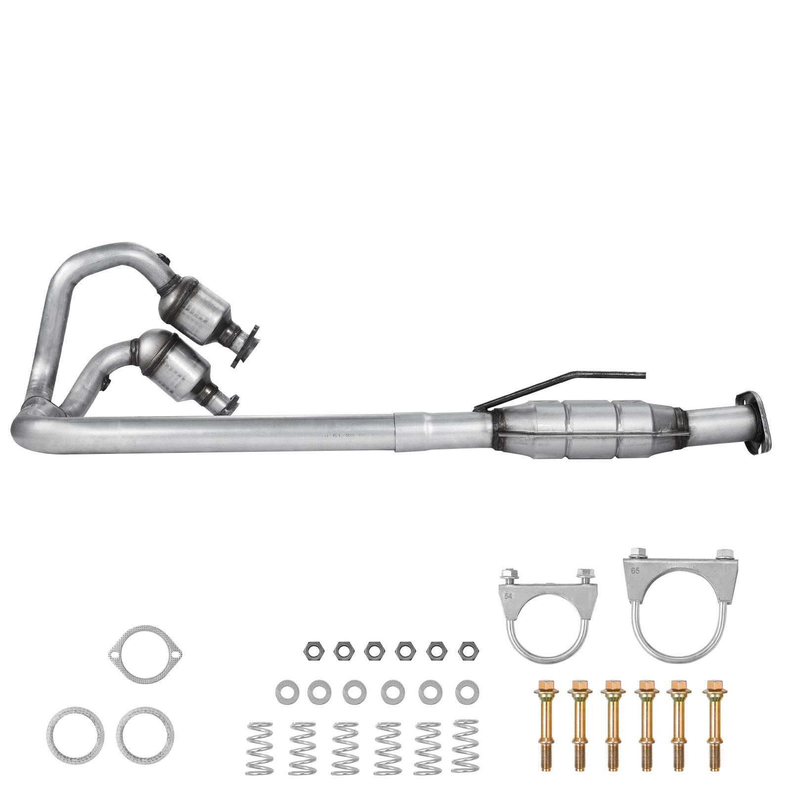 catalytic converter, 2 pack, compatible with 2004 2006 jeep wrangler 4.0l l6, front, rear, replacement oe 645174, stainless steel material high flow converter, for exhaust gas purification