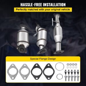 catalytic converter, 3 pcs exhaust pipe stainless steel high flow cat, for chevrolet traverse 09 17 3.6l v6/buick enclave 07 10/gmc acadia 07 17/saturn outlook 3.6l 07 10 (epa compliant)
