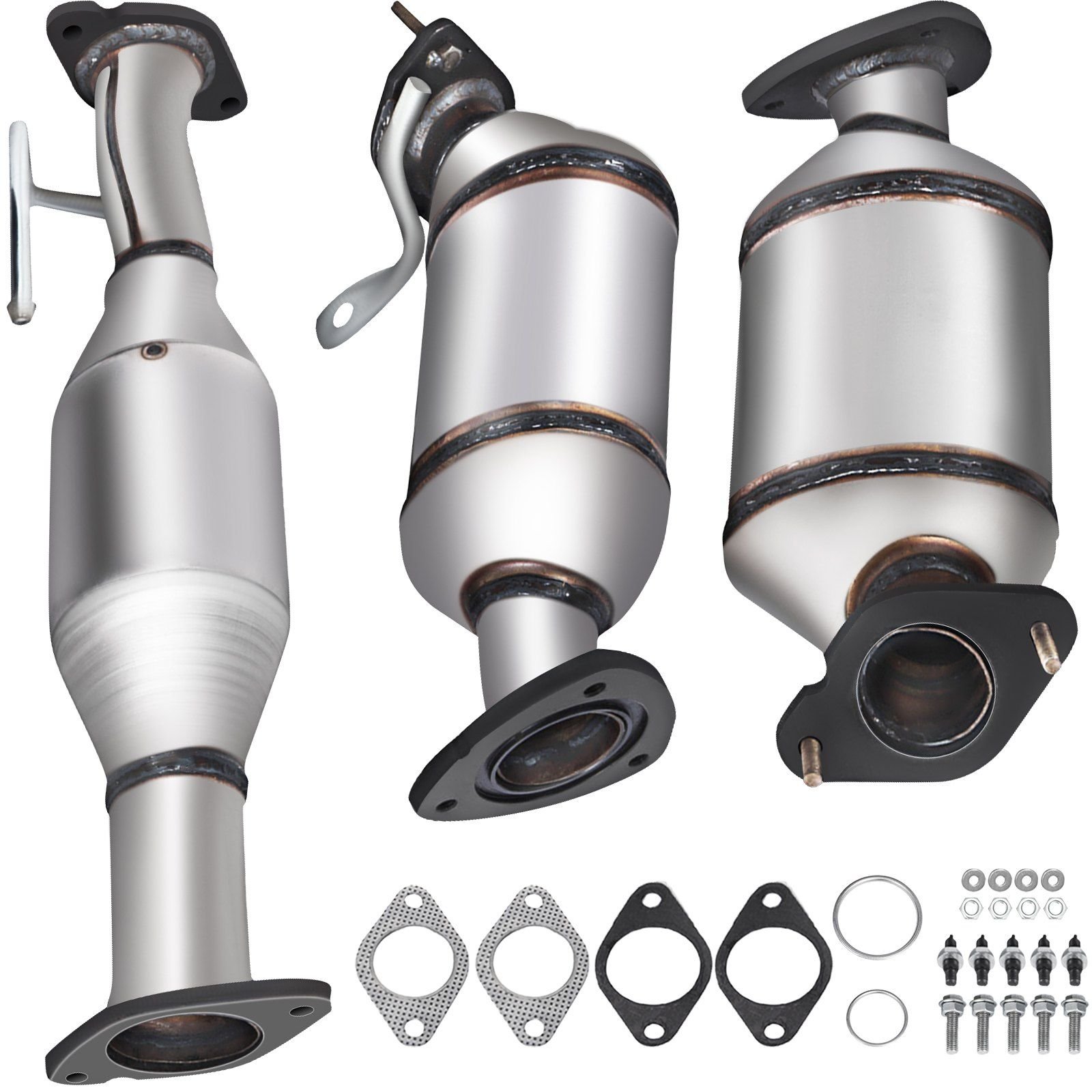 catalytic converter, 3 pcs exhaust pipe stainless steel high flow cat, for chevrolet traverse 09 17 3.6l v6/buick enclave 07 10/gmc acadia 07 17/saturn outlook 3.6l 07 10 (epa compliant)