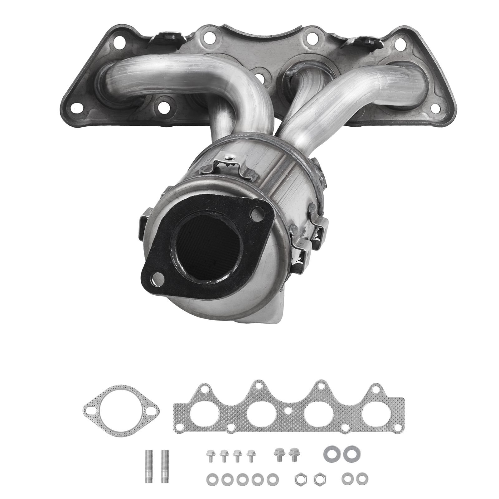 catalytic converter, compatible with kia soul rio/hyundai veloster accent, 1.6l l4, front, replacement oe 674 891, 16680, stainless steel high flow converter, for exhaust gas purification