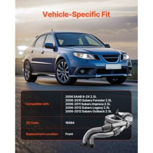 catalytic converter, compatible with subaru forester impreza legacy outback/ saab 9 2x, 2.5l h4, front, replacement oe 16564, stainless steel high flow converter, for exhaust gas purification