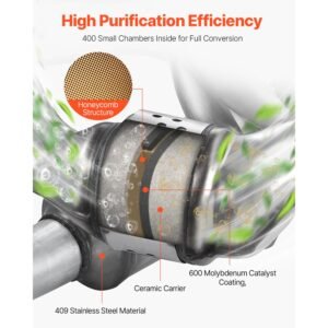 catalytic converter, compatible with subaru forester impreza legacy outback/ saab 9 2x, 2.5l h4, front, replacement oe 16564, stainless steel high flow converter, for exhaust gas purification