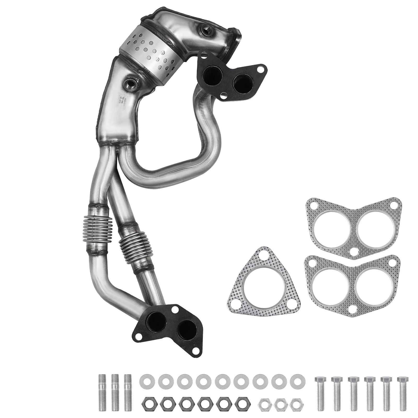catalytic converter, compatible with subaru forester impreza legacy outback/ saab 9 2x, 2.5l h4, front, replacement oe 16564, stainless steel high flow converter, for exhaust gas purification