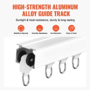 ceiling curtain track set, 17.7 ft/5.4 meter, sliding ceiling track system for curtains, room divider curtain track ceiling/wall mounted for living room bedroom with hooks and hardware, white