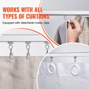 ceiling curtain track set, 17.7 ft/5.4 meter, sliding ceiling track system for curtains, room divider curtain track ceiling/wall mounted for living room bedroom with hooks and hardware, white