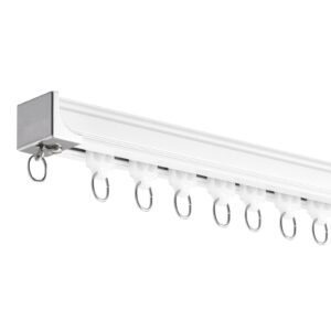 ceiling curtain track set, 8.9 ft/2.7 meter, sliding ceiling track system for curtains, room divider curtain track ceiling/wall mounted for living room bedroom with hooks and hardware, white