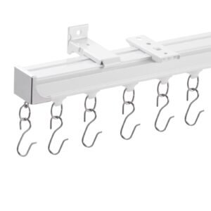 ceiling curtain track set, 8.9 ft/2.7 meter, sliding ceiling track system for curtains, room divider curtain track ceiling/wall mounted for living room bedroom with hooks and hardware, white