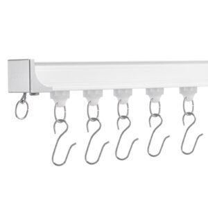 ceiling curtain track set, 8.9 ft/2.7 meter, sliding ceiling track system for curtains, room divider curtain track ceiling/wall mounted for living room bedroom with hooks and hardware, white