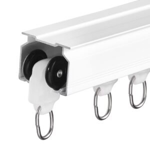ceiling curtain track set, 8.9 ft/2.7 meter, sliding ceiling track system for curtains, room divider curtain track ceiling/wall mounted for living room bedroom with hooks and hardware, white