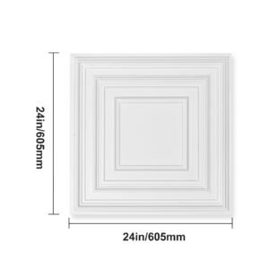 ceiling tiles, 12 pack 24 x 24 in, drop ceiling tiles premium pvc sheet, easy installation/ cutting plastic glue up ceiling tile, ceiling covering for home/office decoration, white peg pattern