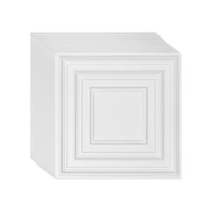 ceiling tiles, 12 pack 24 x 24 in, drop ceiling tiles premium pvc sheet, easy installation/ cutting plastic glue up ceiling tile, ceiling covering for home/office decoration, white peg pattern
