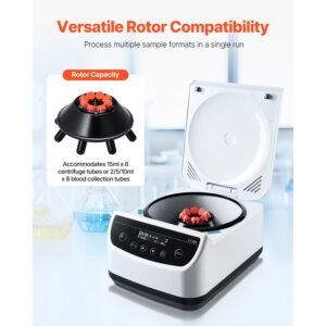centrifuge machine, 100 1900xg rcf electric laboratory centrifuge machine with 1 rotor for 2/5/10/15ml tube capacity, low speed 500 4000rpm with timer, widely used in various experiments
