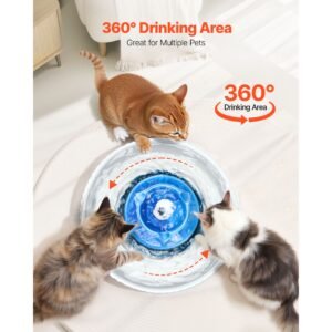 ceramic cat water fountain, 2.1l/71oz cupcake pet fountain, porcelain cat water dispenser with ultra quiet pump, 360° drinking area and multi layer filtration system, for cats and dogs (blue)