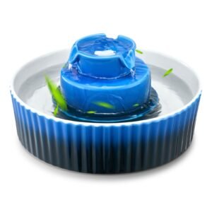 ceramic cat water fountain, 2.1l/71oz cupcake pet fountain, porcelain cat water dispenser with ultra quiet pump, 360° drinking area and multi layer filtration system, for cats and dogs (blue)