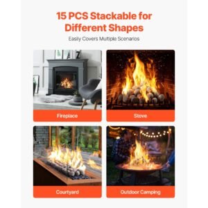 ceramic fire pebble stones, 1 2 inch 48 pcs lava rocks, reusable fire pit stones indoor and outdoor use, decorative firepit rocks for propane/gas fireplace, stove, courtyard, camping
