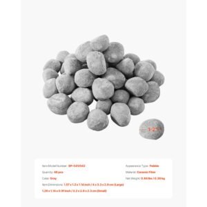 ceramic fire pebble stones, 1 2 inch 48 pcs lava rocks, reusable fire pit stones indoor and outdoor use, decorative firepit rocks for propane/gas fireplace, stove, courtyard, camping