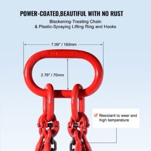 chain sling, 1/4 inch x 5 ft lifting chains with hooks, g80 engine chain hoist lifts, 6600 lbs/3 ton lifting sling chains for engine hoist, engine lift chain with 4 leg grab hooks and adjusters