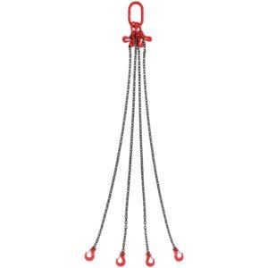 chain sling, 1/4 inch x 5 ft lifting chains with hooks, g80 engine chain hoist lifts, 6600 lbs/3 ton lifting sling chains for engine hoist, engine lift chain with 4 leg grab hooks and adjusters