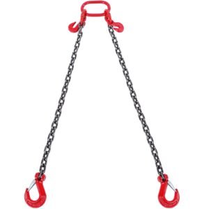 chain sling, 3/8 inch x 6 ft lifting chains with hooks, g80 engine chain hoist lifts, 11000 lbs/5 ton lifting sling chains for engine hoist, engine lift chain with 2 leg grab hooks and adjusters