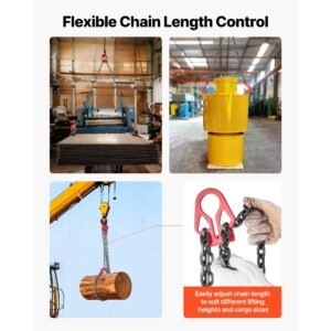 chain sling, 5/16 in x 10 ft lifting chains with 2 leg grab hooks, heavy duty g80 alloy steel lifting sling, 7000lbs capacity, adjustable engine chain hoist lifts for cargo security towing