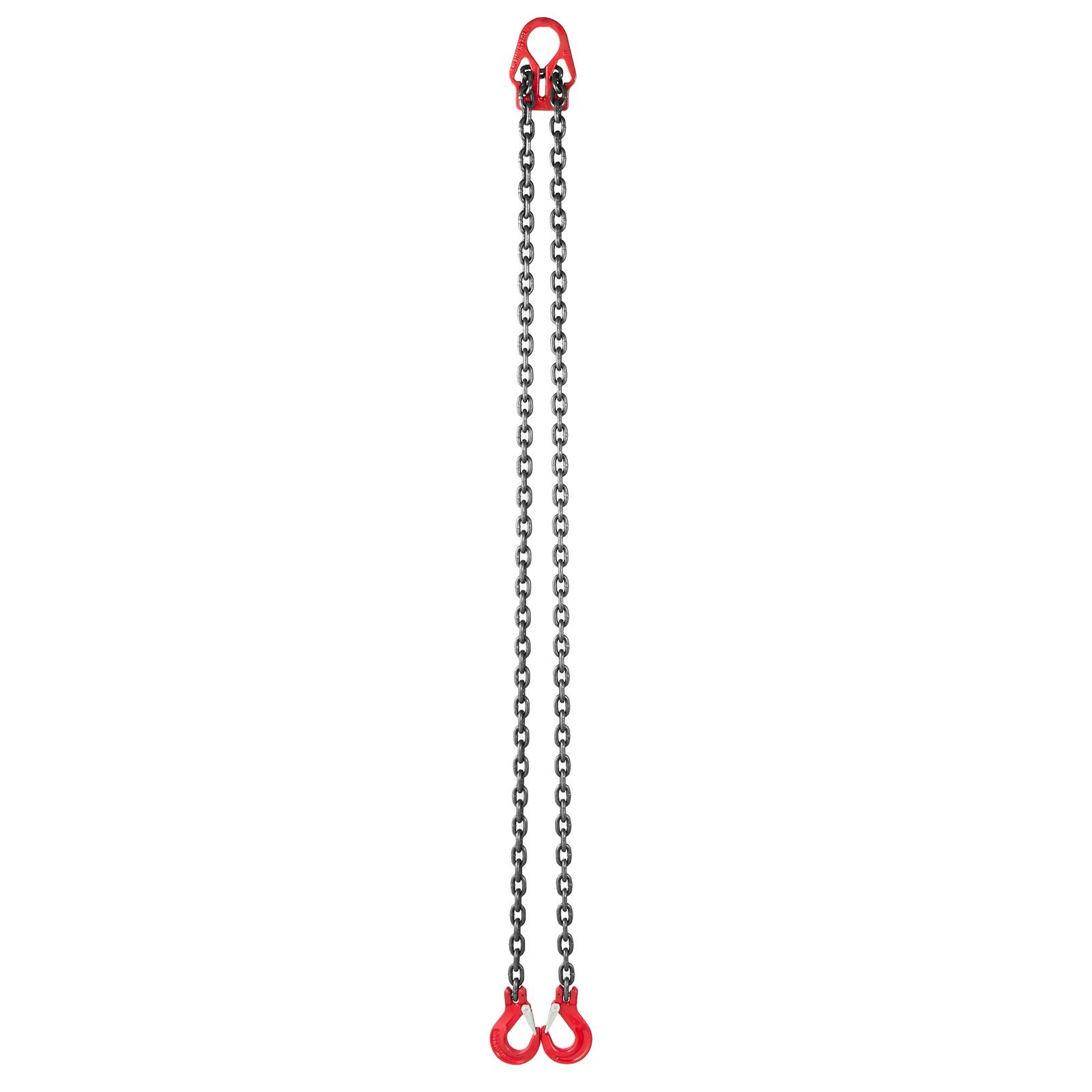 chain sling, 5/16 in x 10 ft lifting chains with 2 leg grab hooks, heavy duty g80 alloy steel lifting sling, 7000lbs capacity, adjustable engine chain hoist lifts for cargo security towing