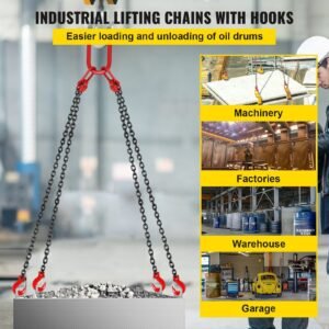 chain sling, 5/16 inch x 5 ft lifting chains with hooks, g80 engine chain hoist lifts, 11000 lbs/5 ton capacity lifting sling chains for engine hoist, engine lift chain with 4 leg grab hooks