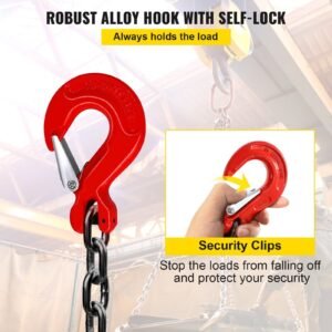 chain sling, 5/16 inch x 5 ft lifting chains with hooks, g80 engine chain hoist lifts, 11000 lbs/5 ton capacity lifting sling chains for engine hoist, engine lift chain with 4 leg grab hooks