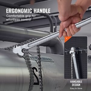 chain wrench, 48 inch chain pipe wrench, 13.4 inch diameter capacity, crv reversible pipe fitting tool wrench with high strength jaw and ergonomic handle, for pipe installation and car repair