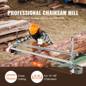 chainsaw mill, portable sawmill 14" 48" guide bar, galvanized steel chainsaw planking mill with 0.2" 11.81" cutting thickness, wood lumber cross cutting saw mill for builders and woodworkers