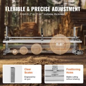 chainsaw mill, portable sawmill 14" 48" guide bar, galvanized steel chainsaw planking mill with 0.2" 11.81" cutting thickness, wood lumber cross cutting saw mill for builders and woodworkers